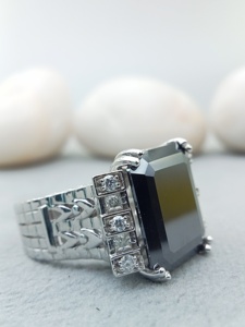 D'VINS JEWELS Classic 925 Silver Engagement Ring Emerald Cut Buguette Brilliant 9x7mm VVS Moissanite Gold Wedding Band for Gifts - Product Image 2