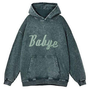 Sweats à capuche unisexes délavés à l'acide avec logo personnalisé fabricants de tissu lourd découpé et cousu - Product Image 4