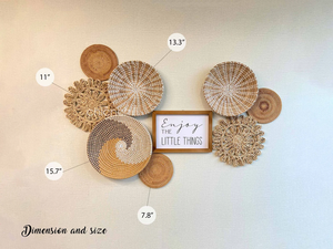 Juego de 6 artesanías de mimbre para decoración del hogar, cesta colgante de mimbre para decoración de pared, Bohemia y redonda, de estilo vietnamita - Product Image 4