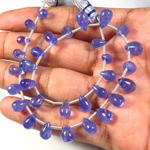 Top Grade 10 Strand Polished Teardrop Beads 6-11mm Natural Blue Tanzanite Smooth African Gemstones Loose Heat Treated Pleochroic - Product Image 6
