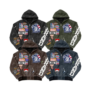 Fabricant de sweats à capuche surdimensionnés à fermeture éclair, en molleton français de 500 g/m², avec broderie lourde, délavé à l'acide et effet usé - Product Image 5