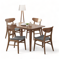 Ensemble de table à manger pliable en bois massif de style moderne du milieu du siècle, 4 pièces, écologique, usage commercial pour restaurant, hôtel, café