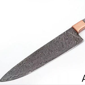 Nouvelle arrivée Couteau de chef de style industriel en acier au carbone de 8 pouces avec manche en bois naturel lavable au lave-vaisselle - Product Image 1