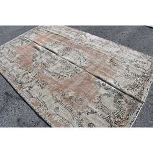 Vintage Turkish Rug, Large 5.5x8.8 ft (169x267 cm) Rug, <b>Brown</b> Persian <b>Wool</b> Rug - Product Image 2