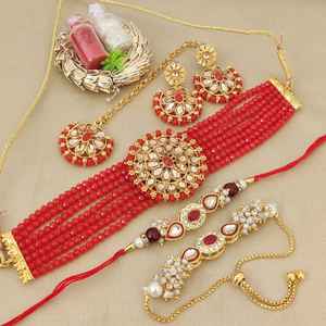 Conjunto de collar de Gargantilla tradicional elegante y combo de Rakhi para mujeres y hermanos regalo de Rakshabandhan, celebraciones familiares - Product Image 2