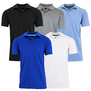 Paquete de 5 Camisetas Deportivas de Punto Sólido para Hombre, Secado Rápido, Absorción de Humedad (Tallas S-3XL) - Product Image 1