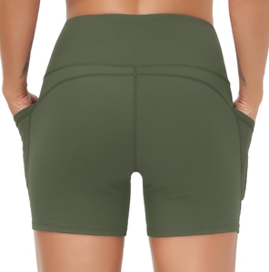 Mid Waist Sexy Yoga <b>Dance</b> Compression Shorts Elastic Waist Closure Fashionable Solid Color Quick Dry Seamless Workout <b>Pants</b> - Product Image 4