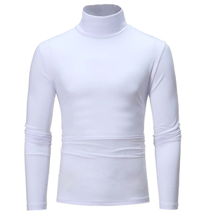 Automne hiver hommes sous-vêtement thermique basique fond uni T-shirt Slim Fit col roulé pull Thermo maillot de corps mâle hauts fins - Product Image 3