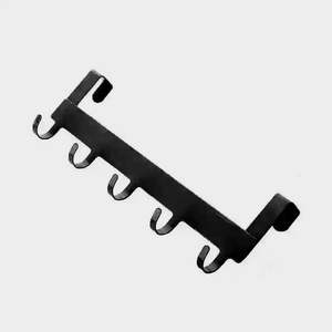 Ganchos de suspensión de puerta de almacenamiento de Metal moderno de 5 ganchos de alta resistencia para dormitorio, baño, cocina, bolsas colgantes para ropa, sombreros, toallas (negro) - Product Image 1