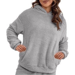 Les plus populaires à séchage rapide Fitness femmes Sherpa sweats à capuche en gros 100% coton dames Sherpa polaire à capuche à vendre - Product Image 1