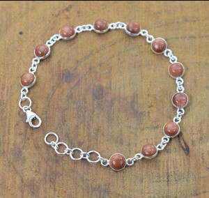Bracelet en grès orange fait à la main en argent Sterling 925 Style bohème cadeau de mariage pour les femmes mariée bijoux en pierres précieuses - Product Image 2