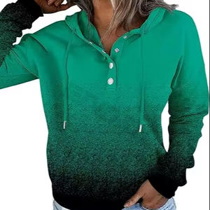 Sweat-shirt décontracté tie-dye pour adolescentes, sweat à capuche oversize à manches longues avec boutons pour femmes - Product Image 1