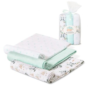 MOD. PANDA SWADDLES 80X80 Paquete de 3 Mantas Verdes - Product Image 1