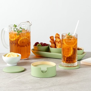 Sous-verres en bois de bambou filé enroulé fabriqués à la main sous-verre naturel avec ensemble de supports pour les cadeaux d'événement de vacances de Noël - Product Image 3