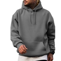 Sudadera con Capucha de Punto Grueso de Alta Calidad, Antiarrugas, de Algodón Ecológico, Estilo Francés, Hombros Caídos, Talla Grande para Hombre