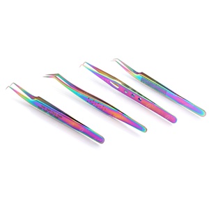 Pince à cils en acier inoxydable de marque privée Volume de démarrage Pince à épiler Pointe en fibre pointue disponible dans toutes les couleurs - Product Image 3