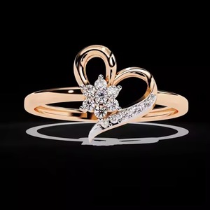 Anillo de compromiso de oro amarillo rosa de 14 quilates romántico de lujo, Diamante de moissanita Original en forma de corazón para mujer, regalo del Día de San Valentín - Product Image 3