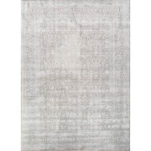Tapis rectangulaire en laine et soie de bambou tissé à la main Konstrukt Blue HWB-5013, motif médaillon, pour couloir et salon - Product Image 1