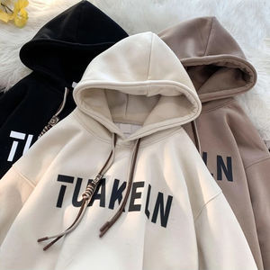 Sudaderas con capucha unisex de algodón con serigrafía personalizada logotipo personalizado Puff estampado pulóver hombres sudaderas con capucha de talla grande moda sudaderas con capucha sólidas - Product Image 1