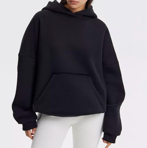 Sweat à capuche tendance long devant avec logo brodé personnalisé Mesdames Polyester/coton sans capuche Filaire Très résistant Surdimensionné Automne Hiver - Product Image 5