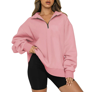 Custom Fashion Oversized Thick 1/4 <b>Quarter</b> <b>Zip</b> up Turtleneck <b>Sweatshirt</b> for <b>Women</b> - Product Image 1