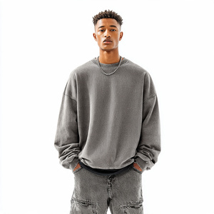 Drop Shoulder Sweatshirts Men Long Sleeve Crew Neck Sweatshirt Men's Winter 400 GSM Fleece Sweatshirts Mens - Product Image 2