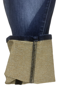 Tessuto Denim Elasticizzato 11oz Blu Fronte Giallo Marrone Retro in Poliestere Cotone Rayon Spandex con Trama Slub Traspirante per Bambini e Bambine - Product Image 4