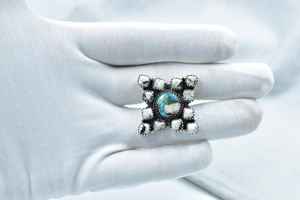 Handmade Women's <b>Adjustable</b> <b>Ring</b> White Buffalo Copper Turquoise <b>Sterling</b> <b>Silver</b> Oval Cut Natural Elegant Statement for Parties - Product Image 5