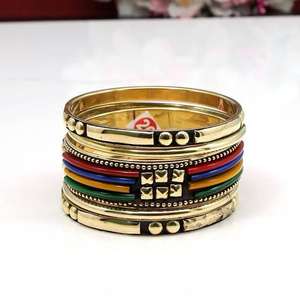 Brazaletes de moda de India, cuentas de resina con brazalete de Metal, juego de 6 joyas y accesorios de moda, fábrica directa hecha a mano por HF CRAFTS - Product Image 1