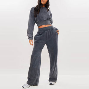 Pantalones de Chándal Acampanados para Mujer, Diseño Personalizado al por Mayor, Alta Calidad, Transpirables, Cintura Elástica, Tela de Poliéster/Algodón/Felpa para Invierno - Product Image 6