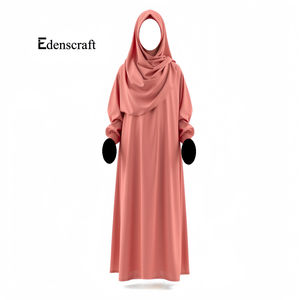Robe modeste pour femmes en polyester uni pour abaya, longueur au sol, coupe ample, tissu respirant, tenue de prière simple - Product Image 6