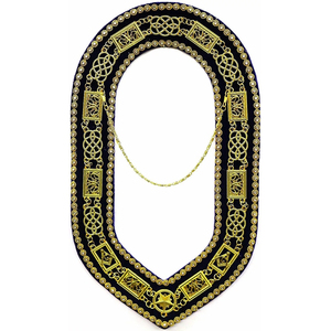 High Quality Custom Made Golden Chain Collar Masonic Grand Lodge Rhinestone with <b>Purple</b> <b>Velvet</b> Backing Quality Metal Crafts - Product Image 1