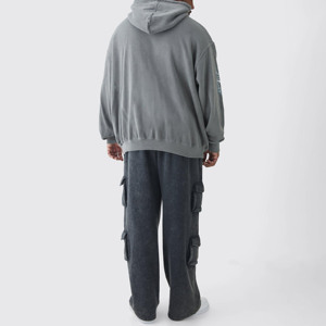 Meilleur logo personnalisé Sweat à capuche en molleton de coton épais pour hommes stock d'hiver de grande taille en éponge française délavé à la pierre et à l'acide - Product Image 6