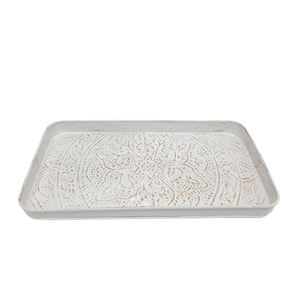 Bandeja para servir con forma de rectángulo de Metal de último diseño en Color blanco para hoteles y restaurantes, bandeja para servir comida de mesa hecha a mano - Product Image 1