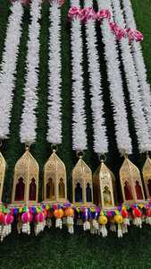 Handmade Mughal Style Metal Lantern with Jasmine Rose Garland Hanging Floral Lantern Diwali Eid Ramadan Wedding Stage Backdrop - Product Image 4