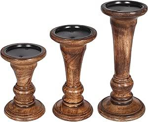 Candelabro de madera de mango único hecho a mano, soporte para tarro de linterna, decoración de mesa de madera Natural para fiestas, hogar, oficina, uso navideño - Product Image 3