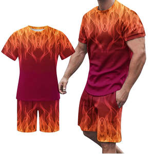 ชุดกางเกงขาสั้นแนวสตรีทฤดูร้อนสำหรับผู้ชายเสื้อยืดแขนสั้นแฟชั่นและกางเกงขาสั้นพิมพ์ลายระบายอากาศได้ดีดีไซน์ขนาดใหญ่พิเศษ - Product Image 5