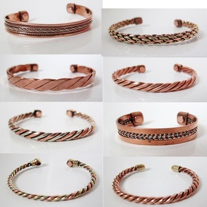 Set of 4 Tibetan <b>Copper</b> Bracelets Magnetic India Pattern Women's Men's Spiritual - Product Image 3