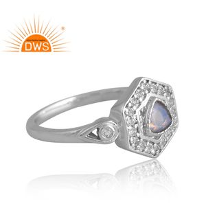New Trending Sterling <b>Silver</b> Palladium Plated Natural Ethiopian <b>Opal</b> & White Topaz <b>Ring</b> Custom Jewelry For Women Gift For Her - Product Image 4