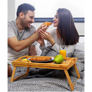 Plateau de service pliable en bambou écologique de haute qualité 30x50cm, compatible micro-ondes - Product Image 5