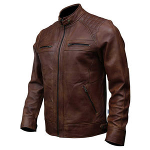 New Fashion Hot Premium Quality Custom Leather <b>Safari</b> <b>Jacket</b> <b>Mens</b> Slim Fit Winter Patchwork Fur Trim Cow Skin - Product Image 2