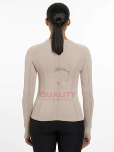 Camisa de verano para montar a caballo para mujer, camiseta ecuestre ligera transpirable, tela elástica de secado rápido, tops ecuestres para montar - Product Image 6