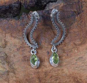 Women's Boho Style 925 Sterling <b>Silver</b> <b>Drop</b> <b>Earrings</b> Handmade with Gold Plating Trending Peridot Gemstone Jewelry Gift for Mom - Product Image 4
