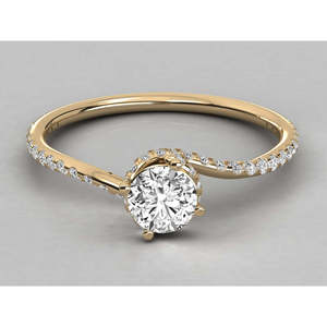 Anillo Solitario de Oro de 14K para Mujer con Diamante Cultivado en Laboratorio - Product Image 1