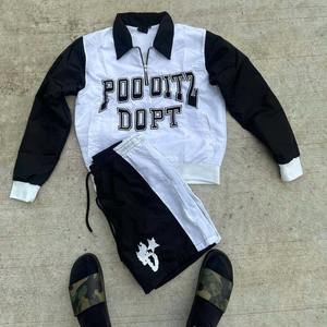 Conjunto de Chaqueta Corta y Pantalones Cortos Cortavientos para Hombre, Estampado, de Dos Piezas, con Cierre, de Poliéster, Estilo Urbano, de Nailon - Product Image 3