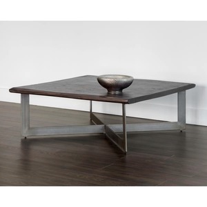 Table basse moderne en bois massif noir écologique - Rectangulaire en bois de manguier, base en métal industriel, meubles de salon - Product Image 3
