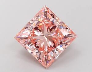 Diamante de laboratorio con corte princesa, 5.00 ct, rosa intenso VVS2, para la fabricación de joyas. - Product Image 2