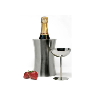 Refroidisseur de vin en acier inoxydable Seau à glace de table pour aliments Forme ronde en métal et aluminium avec au meilleur prix - Product Image 1