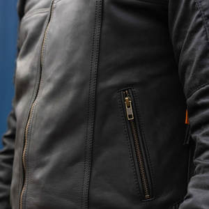 Chaqueta de cuero de moto impermeable para hombre con forro térmico interior chaqueta de cuero de motocicleta negra para hombre - Product Image 6