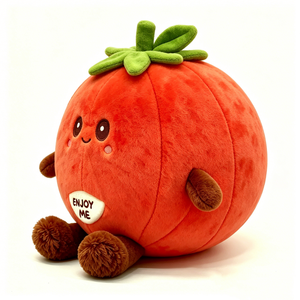 Tomato plush, stuffed tomato toy, <b>cute</b> fruit vegetable plushie, round tomato stuffed animal - Product Image 3